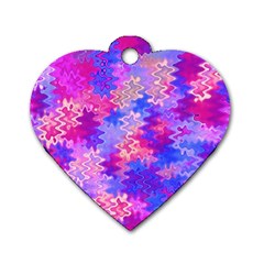 Pink And Purple Marble Waves Dog Tag Heart (two Sides)