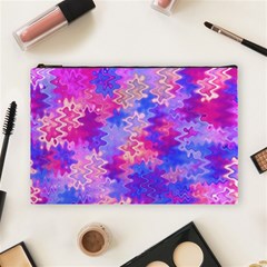 Pink And Purple Marble Waves Cosmetic Bag (large) 