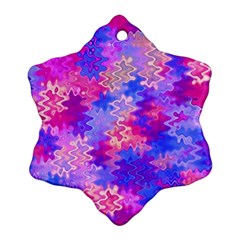 Pink And Purple Marble Waves Ornament (snowflake)  by KirstenStar