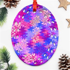 Pink And Purple Marble Waves Ornament (oval Filigree) 