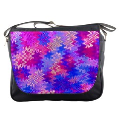 Pink And Purple Marble Waves Messenger Bags by KirstenStar