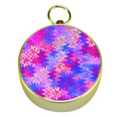 Pink And Purple Marble Waves Gold Compasses