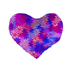 Pink And Purple Marble Waves Standard 16  Premium Flano Heart Shape Cushions