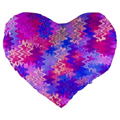 Pink And Purple Marble Waves Large 19  Premium Flano Heart Shape Cushions