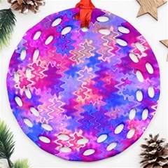 Pink And Purple Marble Waves Ornament (round Filigree) 