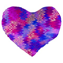 Pink And Purple Marble Waves Large 19  Premium Heart Shape Cushions