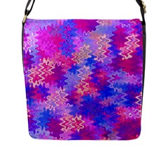 Pink And Purple Marble Waves Flap Messenger Bag (l) 