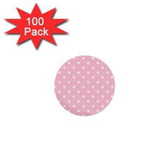 Pink Polka Dots 1  Mini Buttons (100 Pack) 