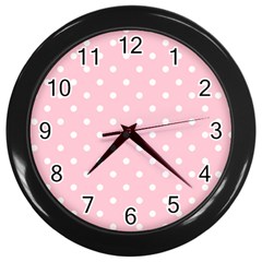 Pink Polka Dots Wall Clocks (black) by LokisStuffnMore