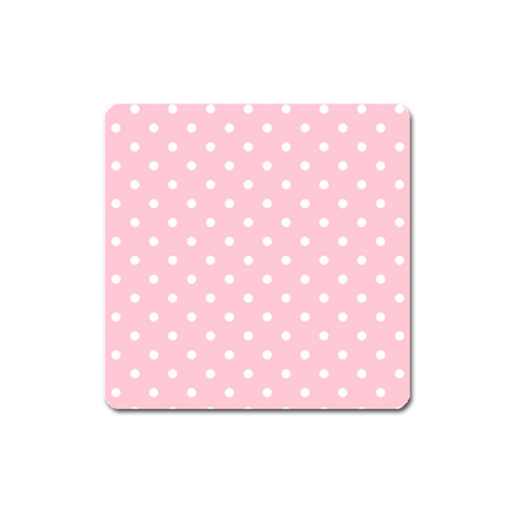 Pink Polka Dots Square Magnet