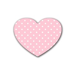 Pink Polka Dots Rubber Coaster (heart) 