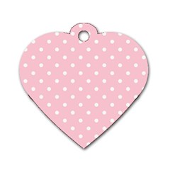 Pink Polka Dots Dog Tag Heart (two Sides) by LokisStuffnMore