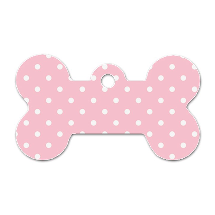 Pink Polka Dots Dog Tag Bone (Two Sides)