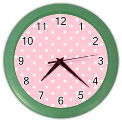 Pink Polka Dots Color Wall Clocks by LokisStuffnMore