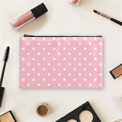 Pink Polka Dots Cosmetic Bag (medium)  by LokisStuffnMore