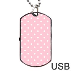 Pink Polka Dots Dog Tag Usb Flash (one Side)