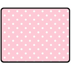 Pink Polka Dots Double Sided Fleece Blanket (medium)  by LokisStuffnMore