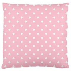 Pink Polka Dots Large Flano Cushion Cases (one Side) 