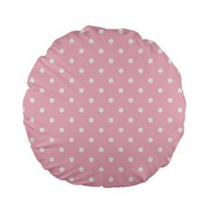 Pink Polka Dots Standard 15  Premium Flano Round Cushions