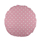 Pink Polka Dots Standard 15  Premium Flano Round Cushions Front