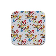 Colorful Paint Strokes Rubber Square Coaster (4 Pack)