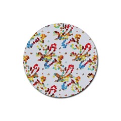 Colorful Paint Strokes Rubber Round Coaster (4 Pack)