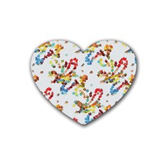 Colorful Paint Strokes Rubber Coaster (heart)