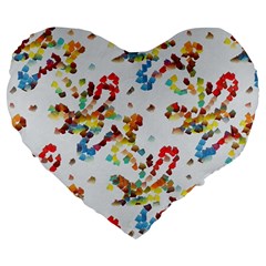 Colorful Paint Strokes Large 19  Premium Heart Shape Cushion