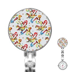 Colorful Paint Strokes Stainless Steel Nurses Watch