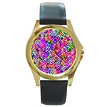 Swirly Twirly Colors Round Gold Metal Watches Front