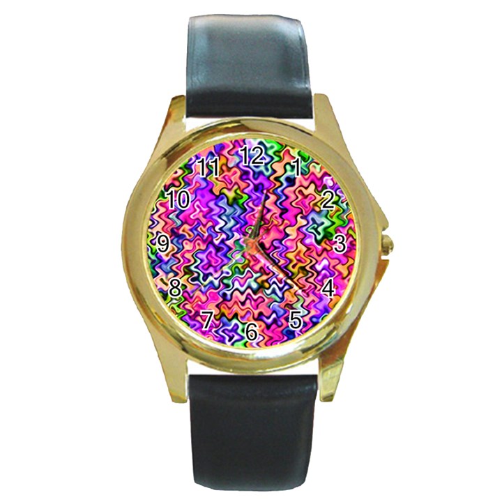 Swirly Twirly Colors Round Gold Metal Watches