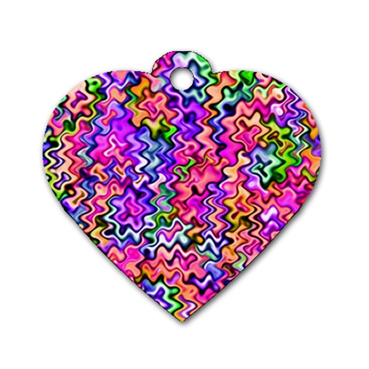 Swirly Twirly Colors Dog Tag Heart (One Side)