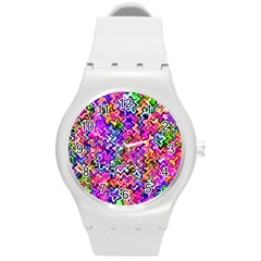 Swirly Twirly Colors Round Plastic Sport Watch (m)