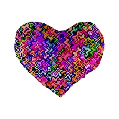 Swirly Twirly Colors Standard 16  Premium Flano Heart Shape Cushions