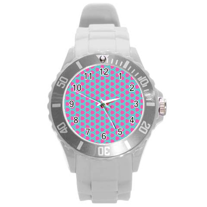 Cute Pretty Elegant Pattern Round Plastic Sport Watch (L)