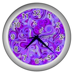 Lavender Swirls Wall Clocks (silver) 