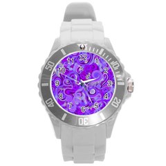 Lavender Swirls Round Plastic Sport Watch (l)