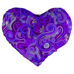 Lavender Swirls Large 19  Premium Flano Heart Shape Cushions