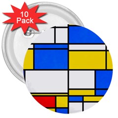 Colorful Rectangles 3  Button (10 Pack)