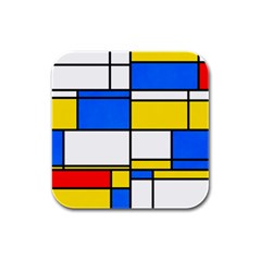 Colorful Rectangles Rubber Square Coaster (4 Pack) by LalyLauraFLM