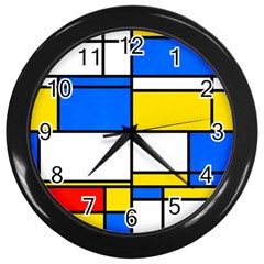 Colorful Rectangles Wall Clock (black)