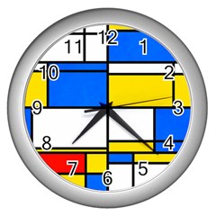 Colorful Rectangles Wall Clock (silver)