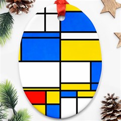 Colorful Rectangles Oval Ornament (two Sides)