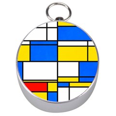 Colorful Rectangles Silver Compass