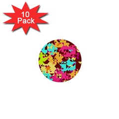 Shapes In Retro Colors 1  Mini Button (10 Pack) 