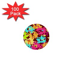 Shapes In Retro Colors 1  Mini Button (100 Pack)  by LalyLauraFLM