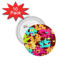 Shapes In Retro Colors 1 75  Button (10 Pack) 