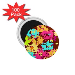 Shapes In Retro Colors 1 75  Magnet (100 Pack) 