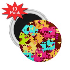 Shapes In Retro Colors 2 25  Magnet (10 Pack)