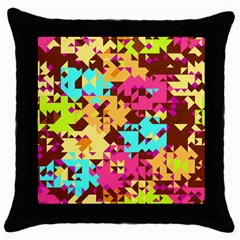 Shapes In Retro Colors Throw Pillow Case (black)